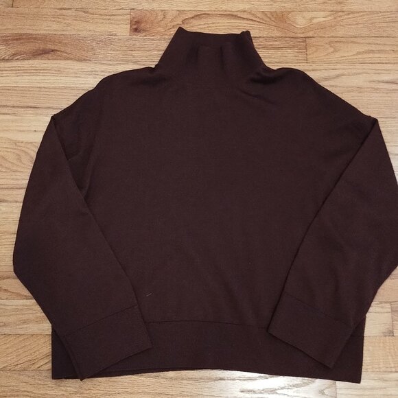 COS Burgundy Merino Wool Sweater Turtleneck Oversized XS - Picture 2 of 5